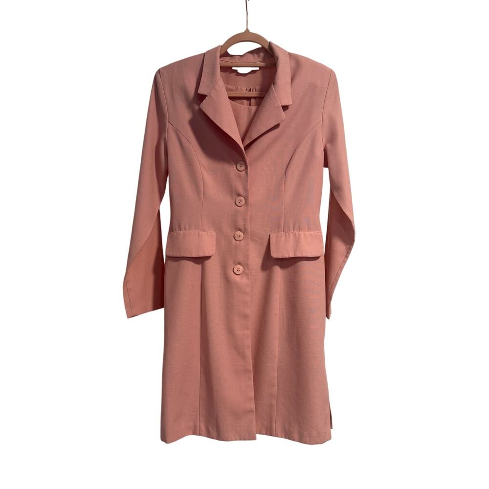 Vintage David Benjamin Rose Pink Tank Dress w/ Trench Jacket Set - Size 4 (SG13)